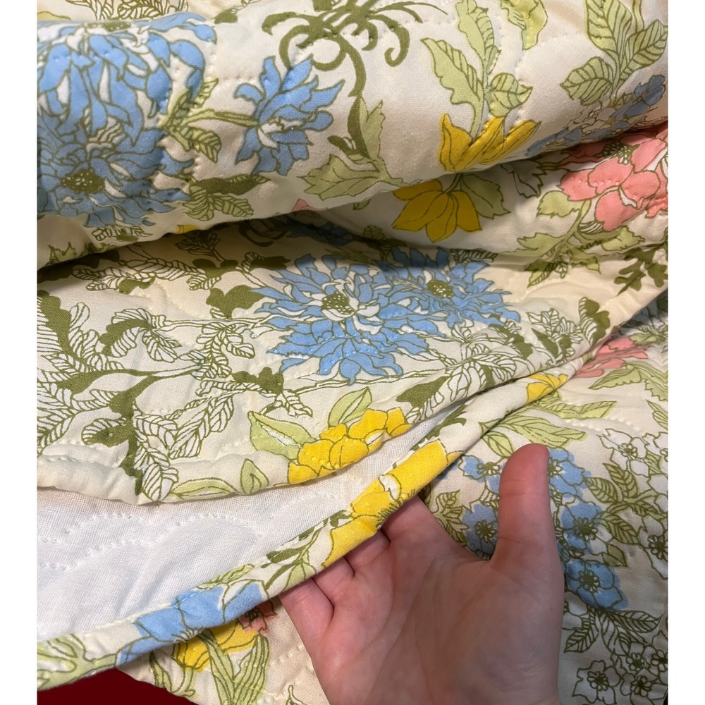 1970s Cannon Full Cotswold Floral Sunflower Cottage Coquette Quilted Bedspread - Picture 5 of 7